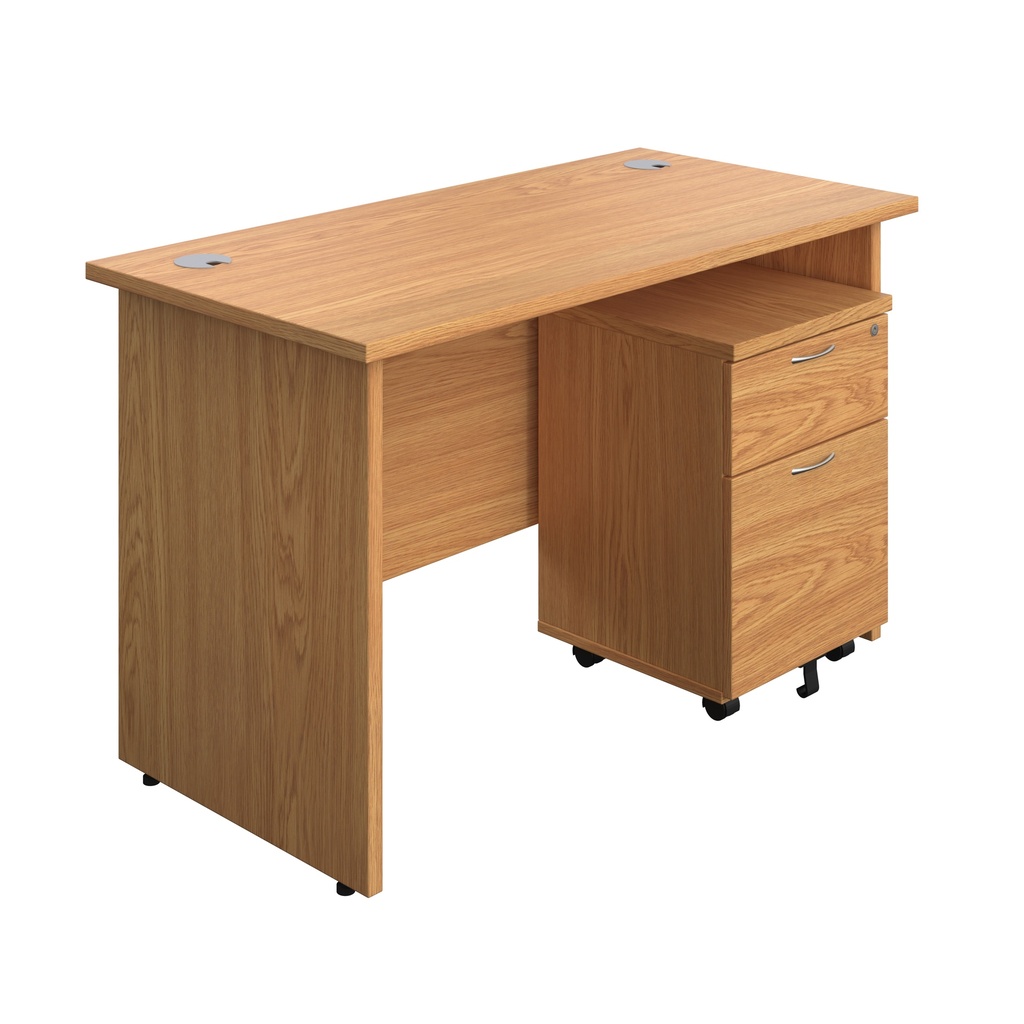 Panel Rectangular Desk + 2 Drawer Mobile Pedestal Bundle (FSC) | 1200X600 | Nova Oak/Nova Oak | 