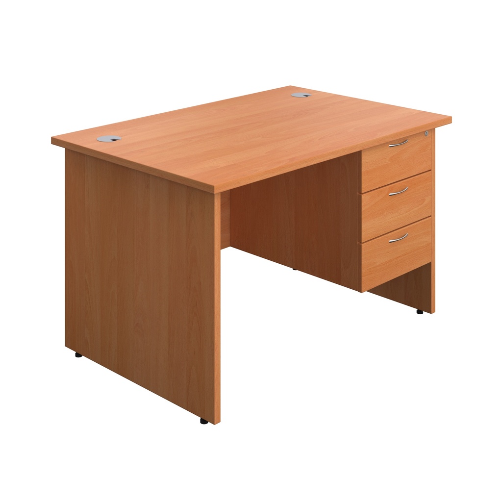 Panel Rectangular Desk + 3 Drawer Fixed Pedestal Bundle (FSC) | 1200X800 | Beech/Beech | 