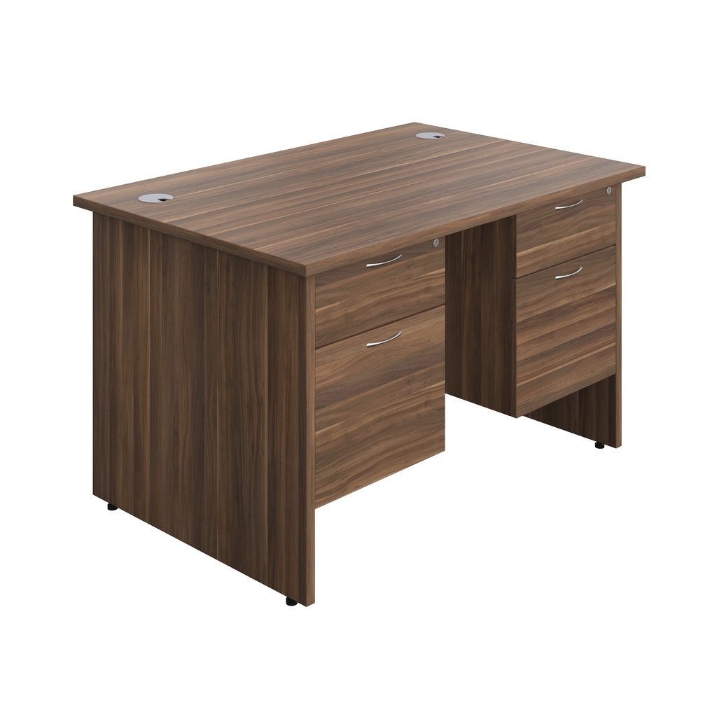 Panel Rectangular Desk + 2 X 2 Drawer Fixed Pedestal Bundle (FSC) | 1200X800 | Dark Walnut/Dark Walnut | 