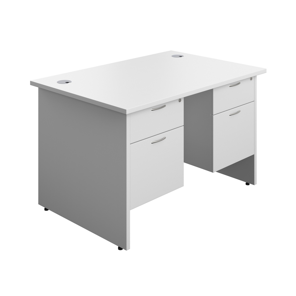 Panel Rectangular Desk + 2 X 2 Drawer Fixed Pedestal Bundle (FSC) | 1200X800 | White/White | 