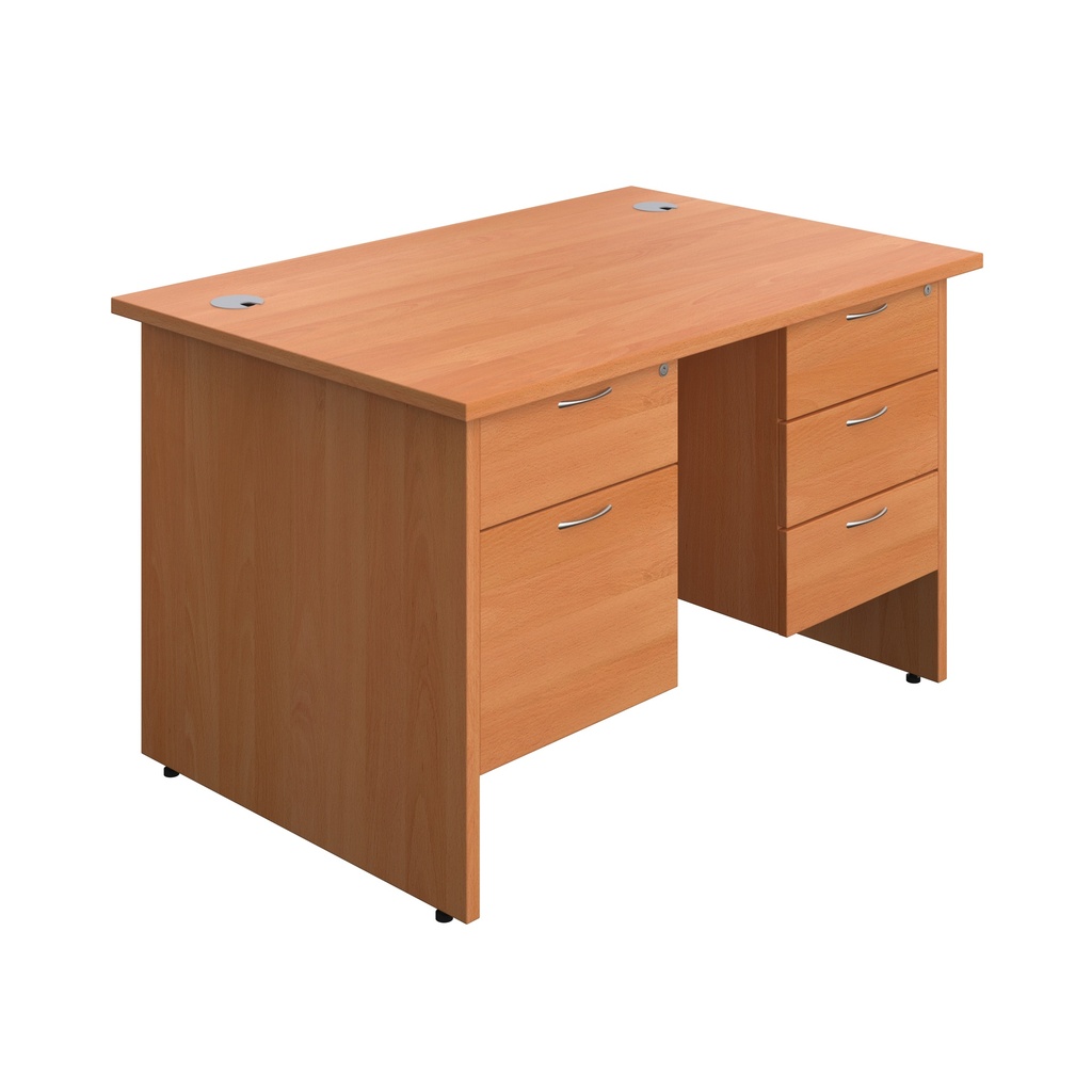 Panel Rectangular Desk + 2 & 3 Drawer Fixed Pedestal Bundle (FSC) | 1200X800 | Beech/Beech | 