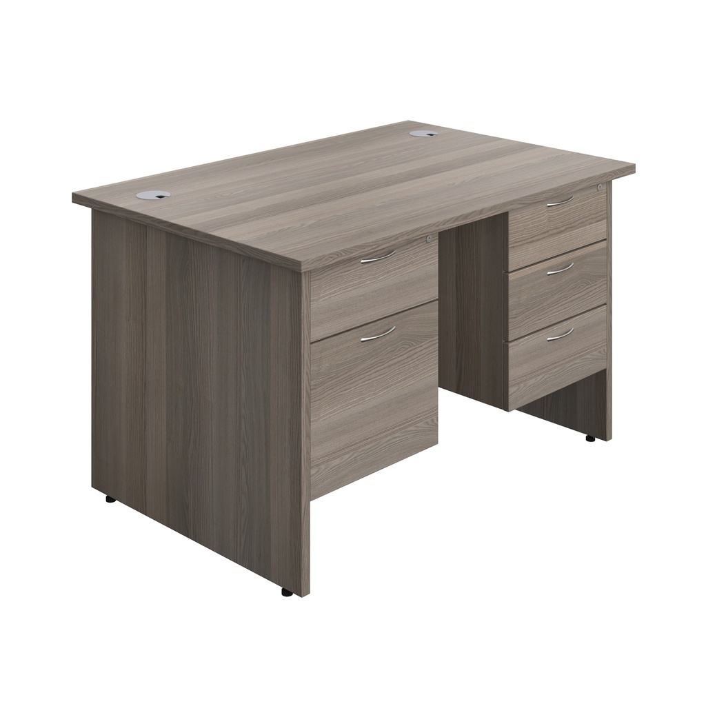 Panel Rectangular Desk + 2 & 3 Drawer Fixed Pedestal Bundle (FSC) | 1200X800 | Grey Oak/Grey Oak | 