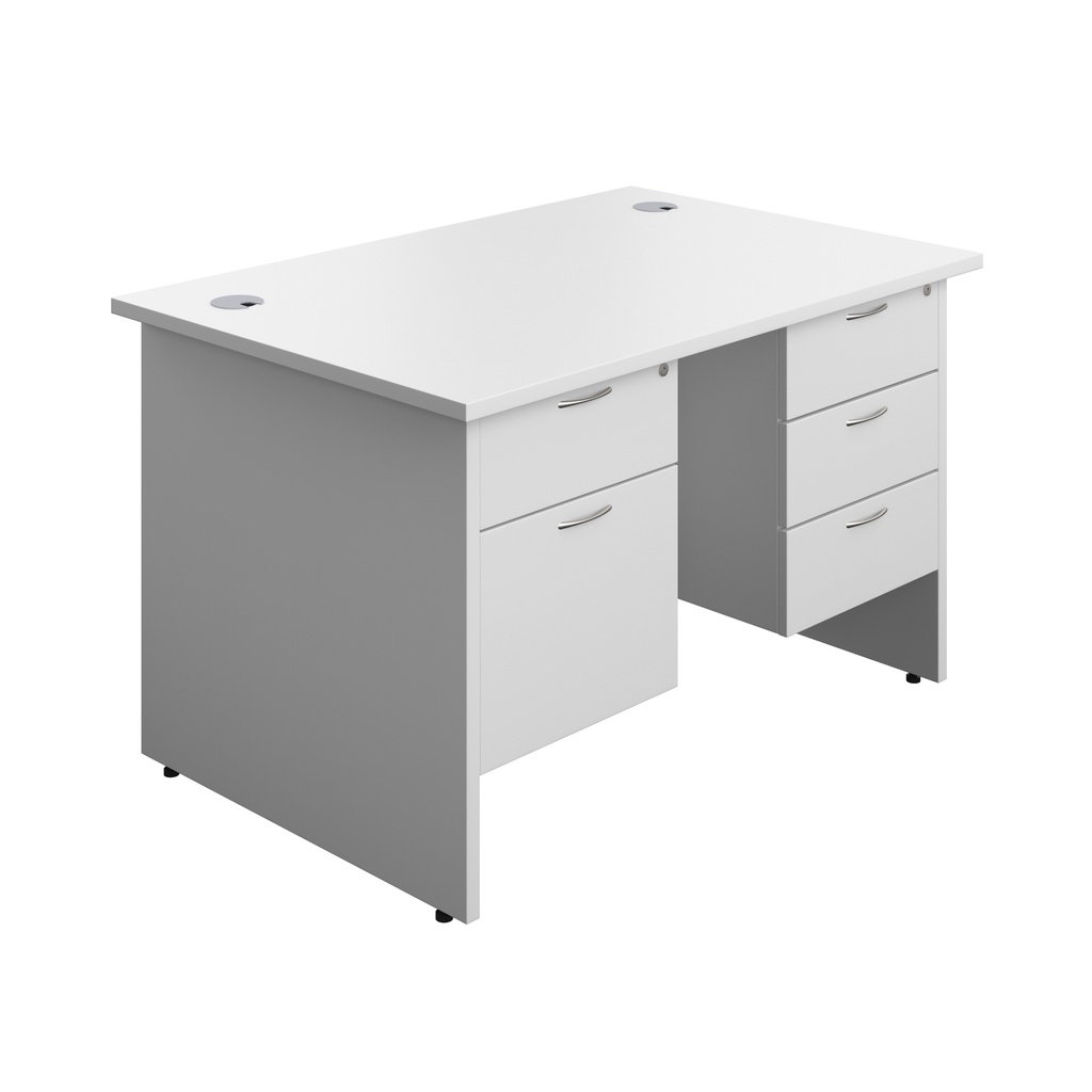 Panel Rectangular Desk + 2 & 3 Drawer Fixed Pedestal Bundle (FSC) | 1200X800 | White/White | 