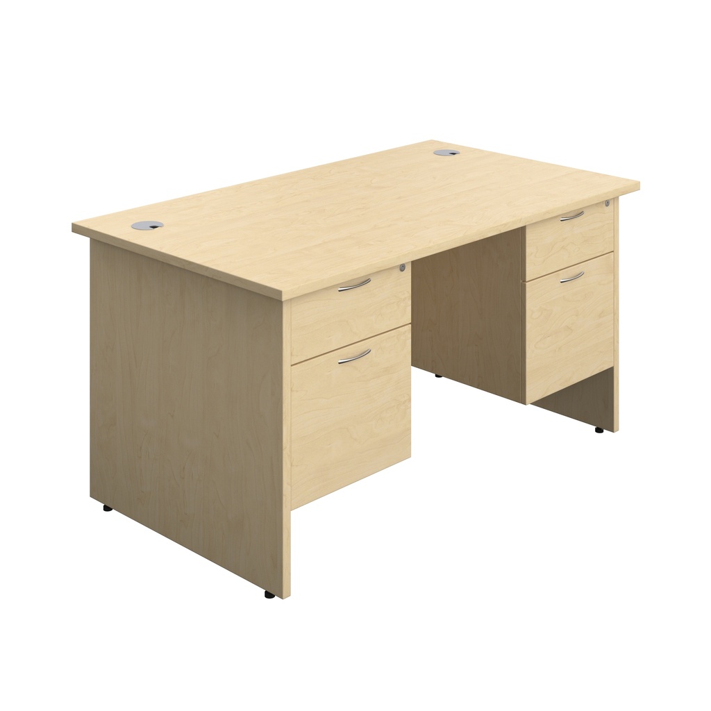 Panel Rectangular Desk + 2 X 2 Drawer Fixed Pedestal Bundle (FSC) | 1400X800 | Maple/Maple | 