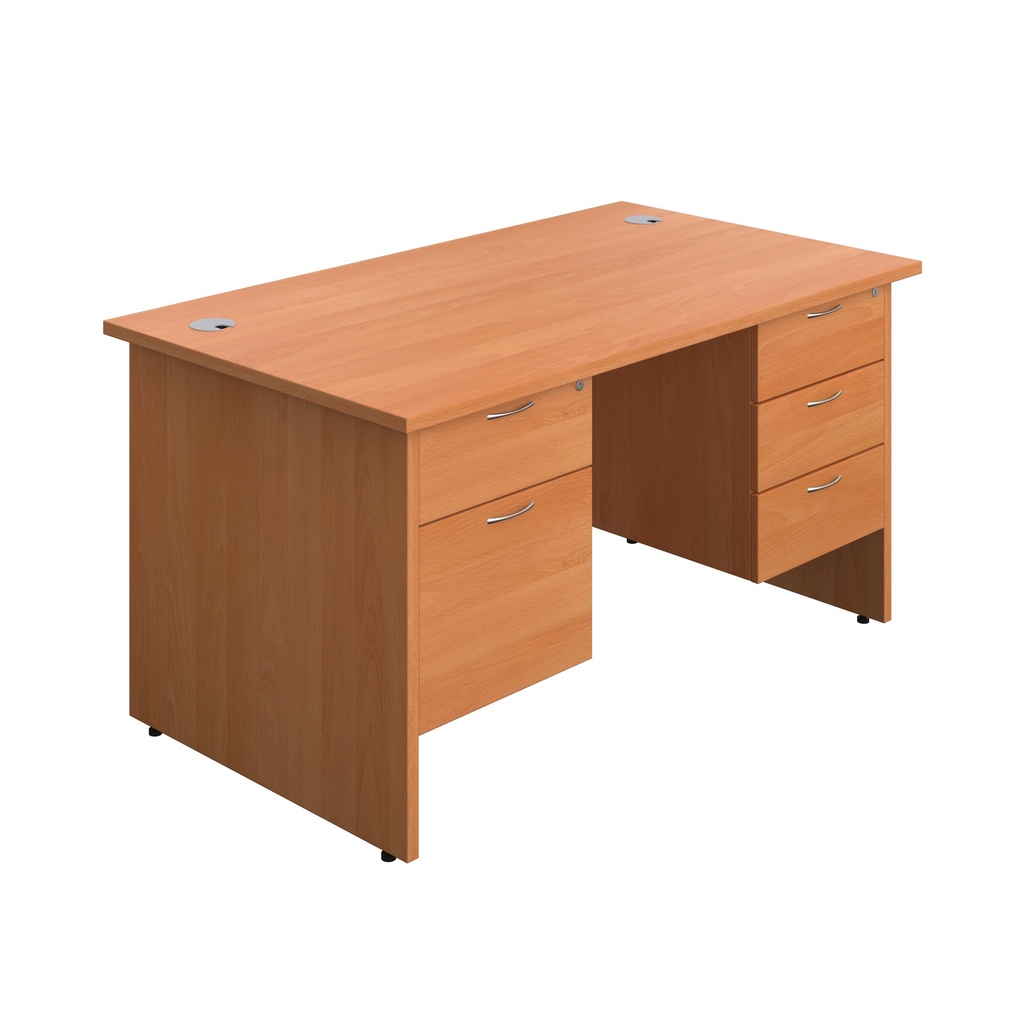 Panel Rectangular Desk + 2 & 3 Drawer Fixed Pedestal Bundle (FSC) | 1400X800 | Beech/Beech | 