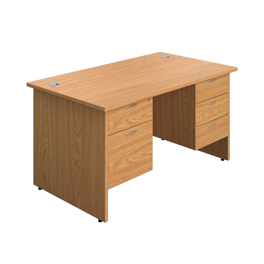 Panel Rectangular Desk + 2 & 3 Drawer Fixed Pedestal Bundle (FSC) | 1400X800 | Nova Oak/Nova Oak | 