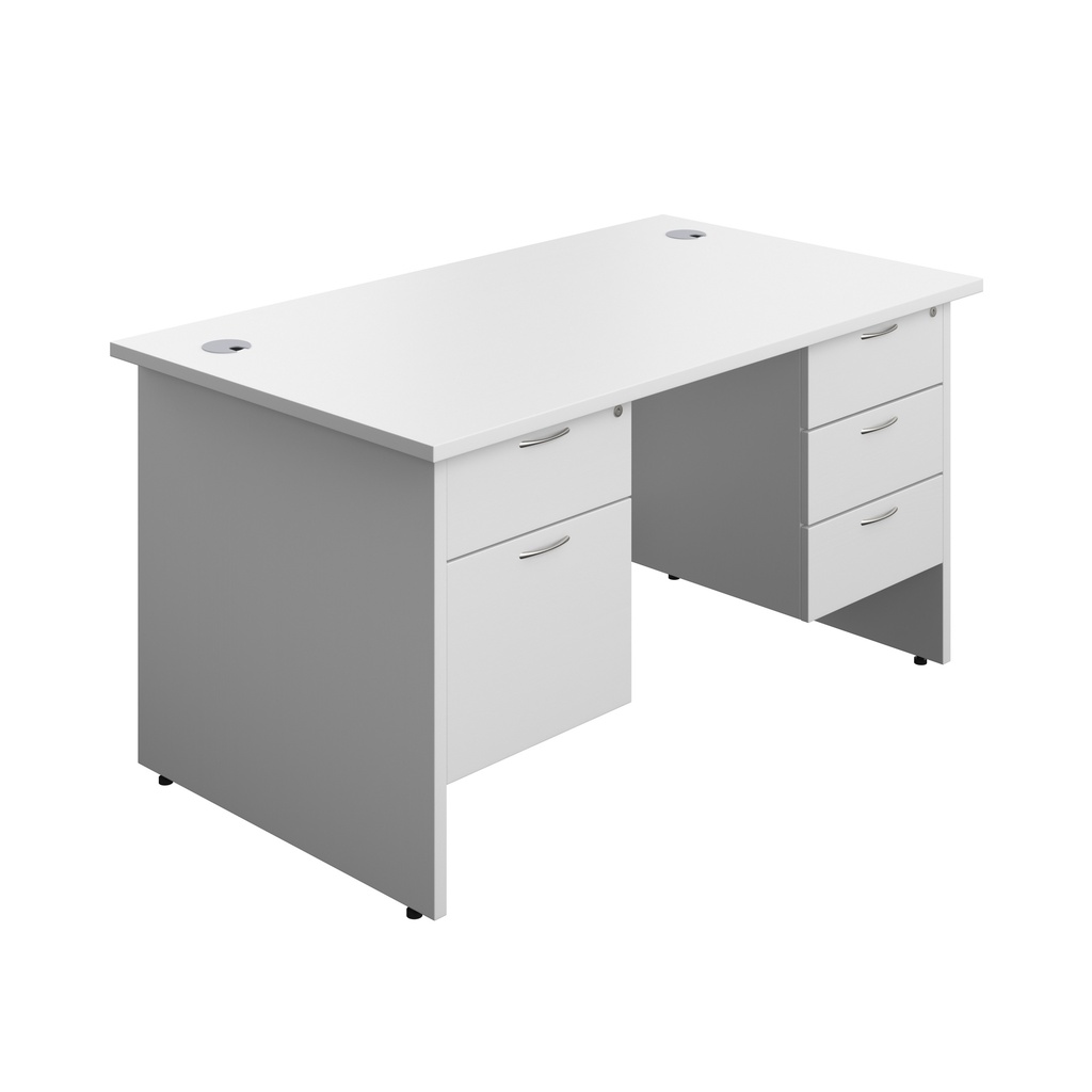 Panel Rectangular Desk + 2 & 3 Drawer Fixed Pedestal Bundle (FSC) | 1400X800 | White/White | 