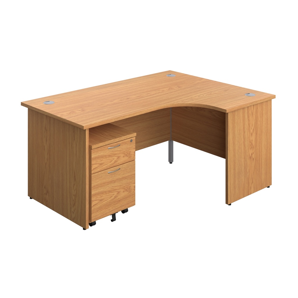 Panel Right Hand Radial Desk + 2 Drawer Mobile Pedestal Bundle (FSC) | 1600X1200 | Nova Oak/Nova Oak | 