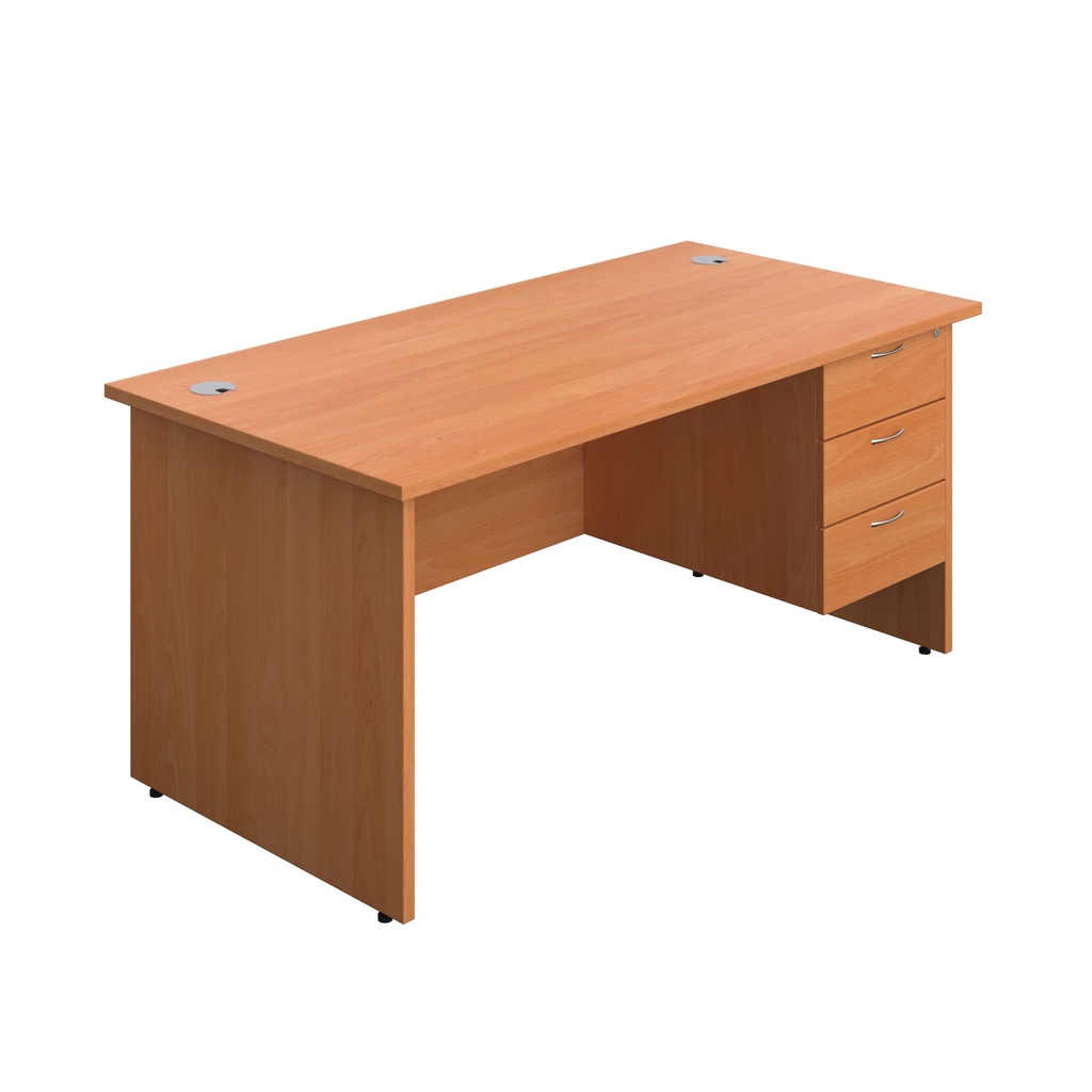 Panel Rectangular Desk + 3 Drawer Fixed Pedestal Bundle (FSC) | 1600X800 | Beech/Beech | 