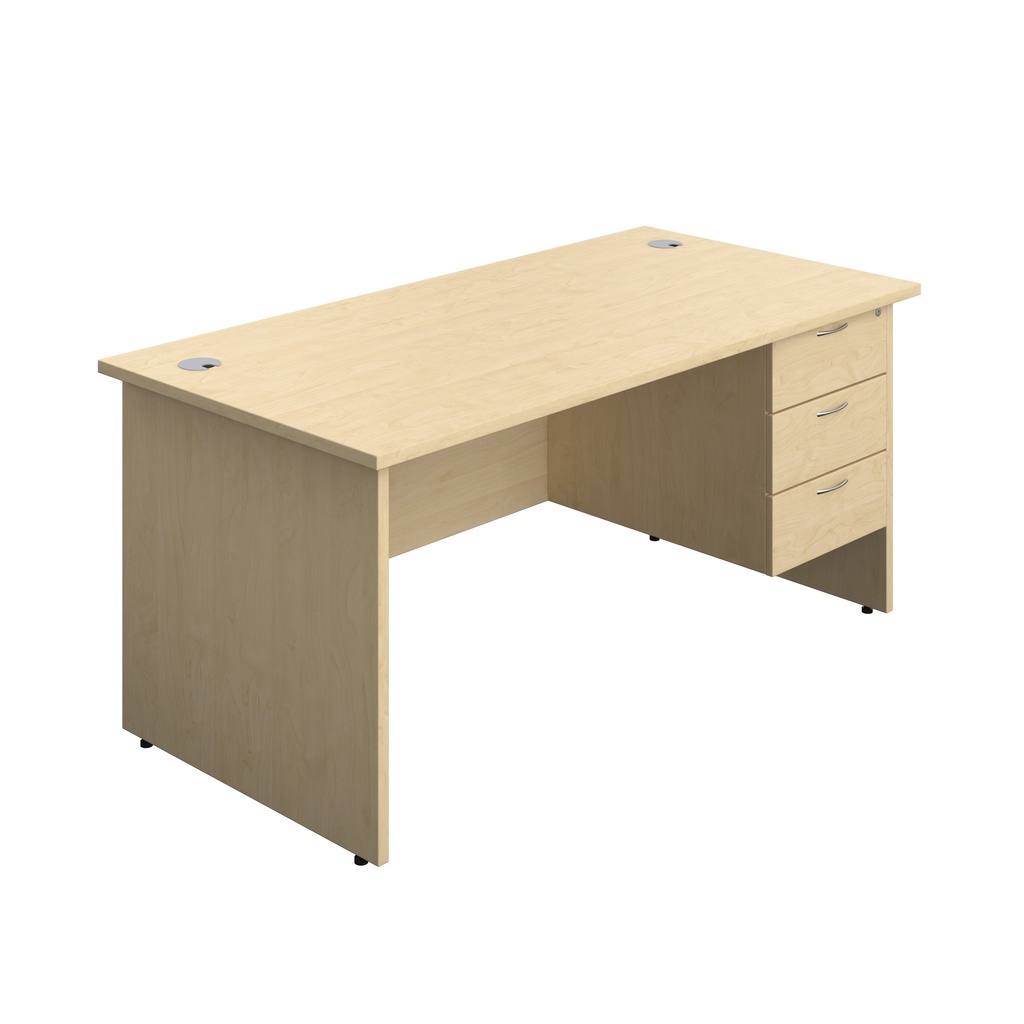 Panel Rectangular Desk + 3 Drawer Fixed Pedestal Bundle (FSC) | 1600X800 | Maple/Maple | 