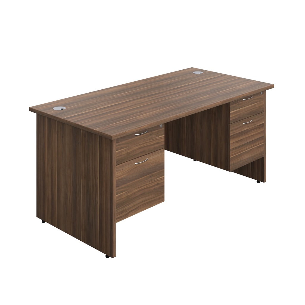 Panel Rectangular Desk + 2 X 2 Drawer Fixed Pedestal Bundle (FSC) | 1600X800 | Dark Walnut/Dark Walnut | 