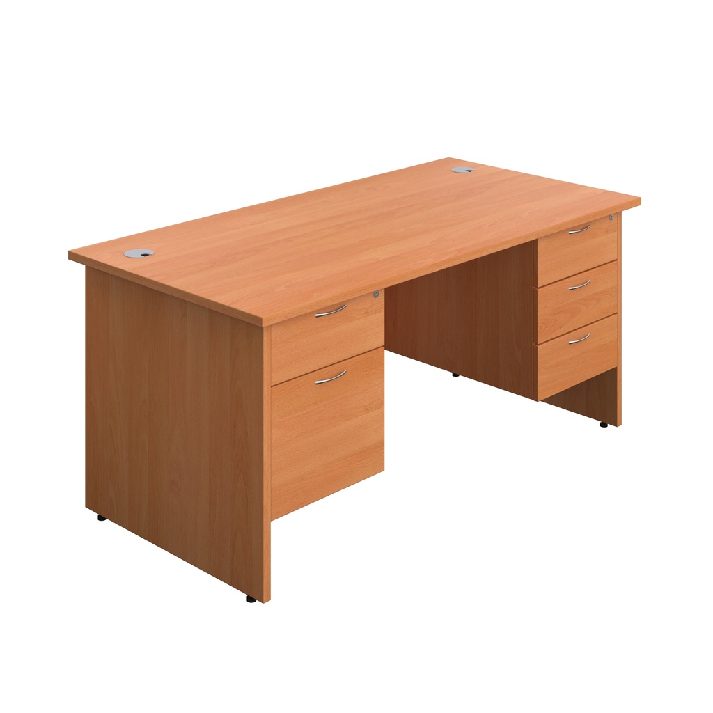 Panel Rectangular Desk + 2 & 3 Drawer Fixed Pedestal Bundle (FSC) | 1600X800 | Beech/Beech | 