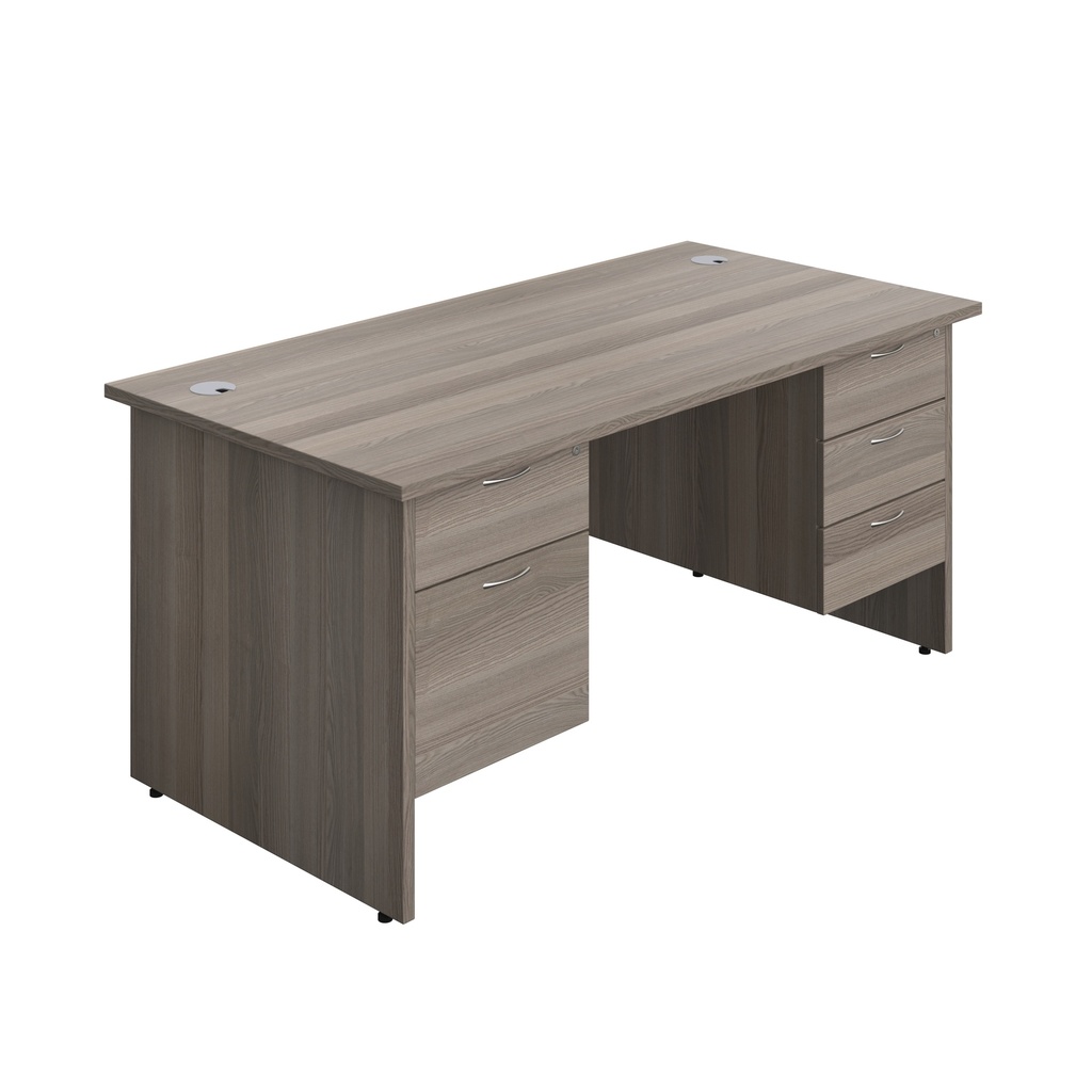Panel Rectangular Desk + 2 & 3 Drawer Fixed Pedestal Bundle (FSC) | 1600X800 | Grey Oak/Grey Oak | 