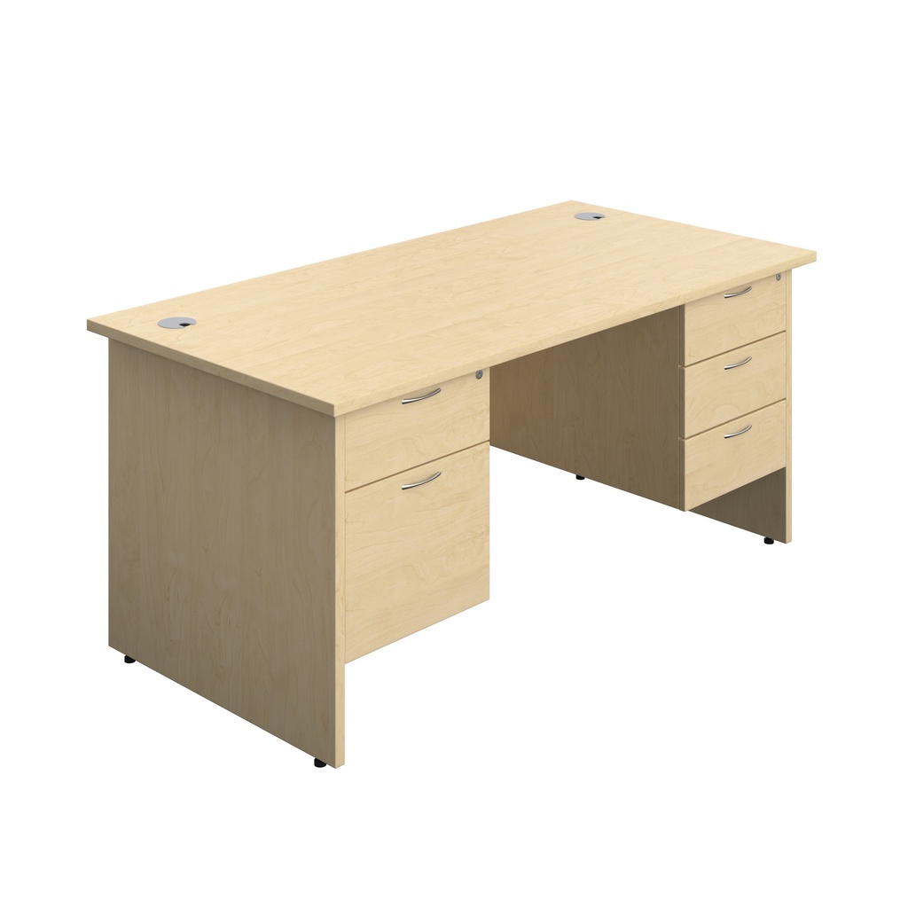 Panel Rectangular Desk + 2 & 3 Drawer Fixed Pedestal Bundle (FSC) | 1600X800 | Maple/Maple | 