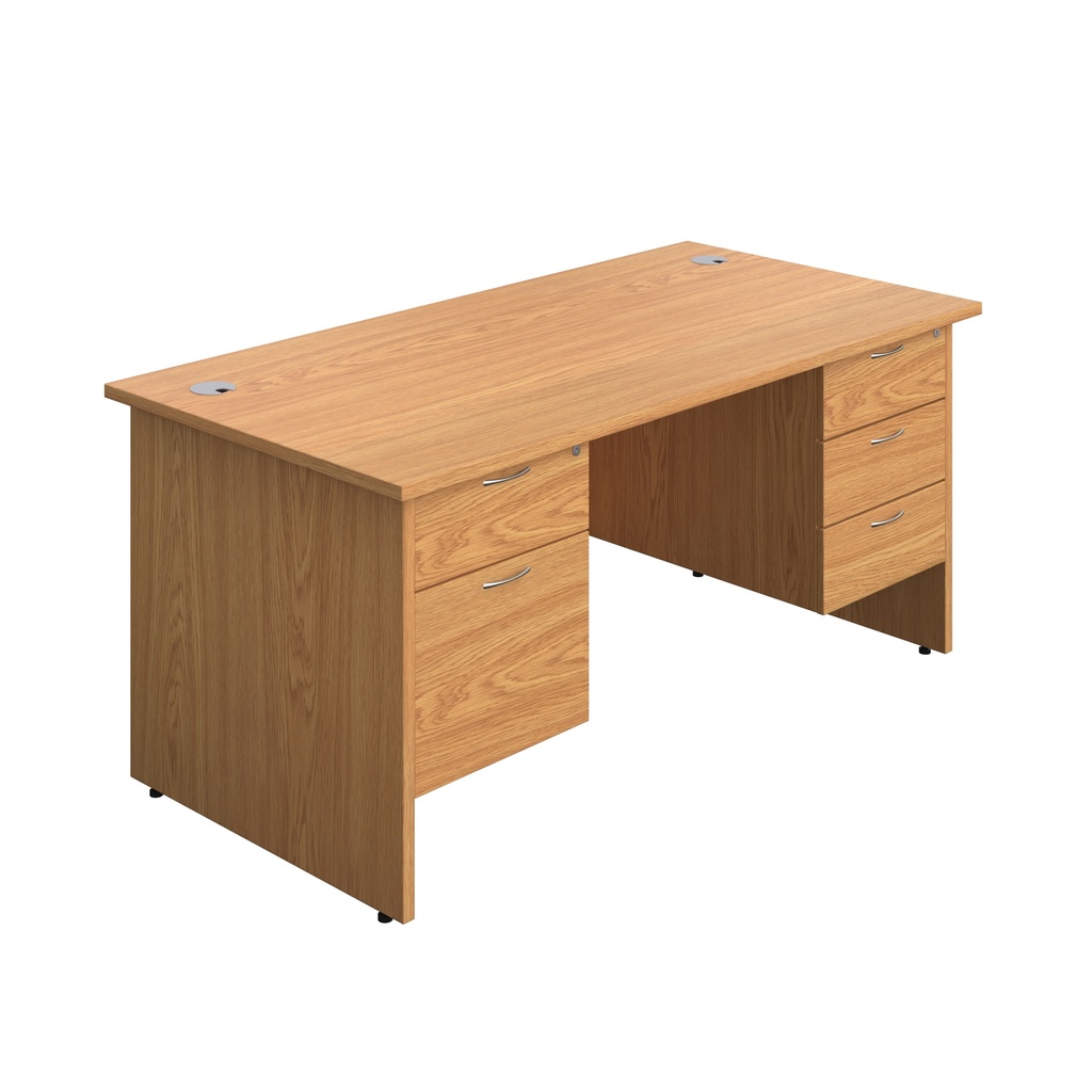 Panel Rectangular Desk + 2 & 3 Drawer Fixed Pedestal Bundle (FSC) | 1600X800 | Nova Oak/Nova Oak | 