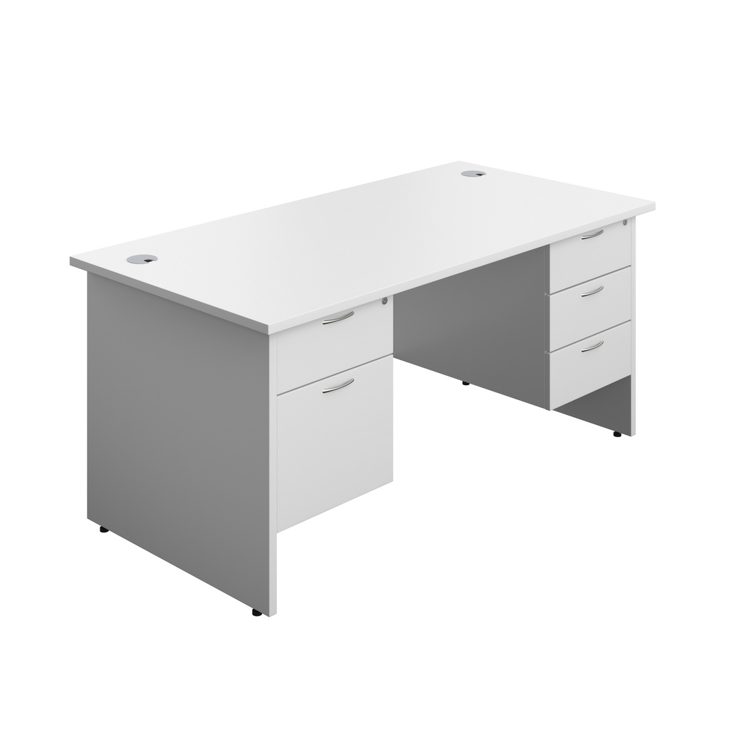 Panel Rectangular Desk + 2 & 3 Drawer Fixed Pedestal Bundle (FSC) | 1600X800 | White/White | 