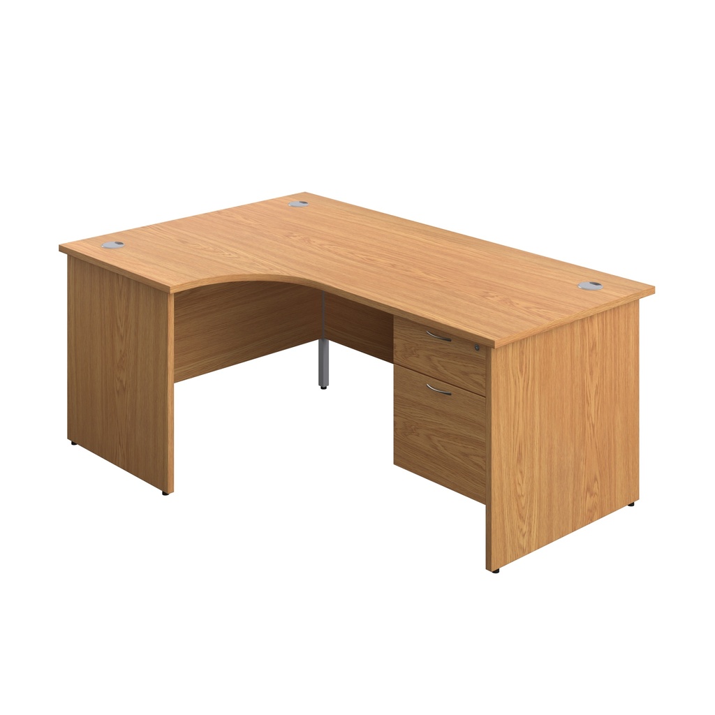 Panel Left Hand Radial Desk + 2 Drawer Fixed Pedestal Bundle (FSC) | 1800X1200 | Nova Oak/Nova Oak | 