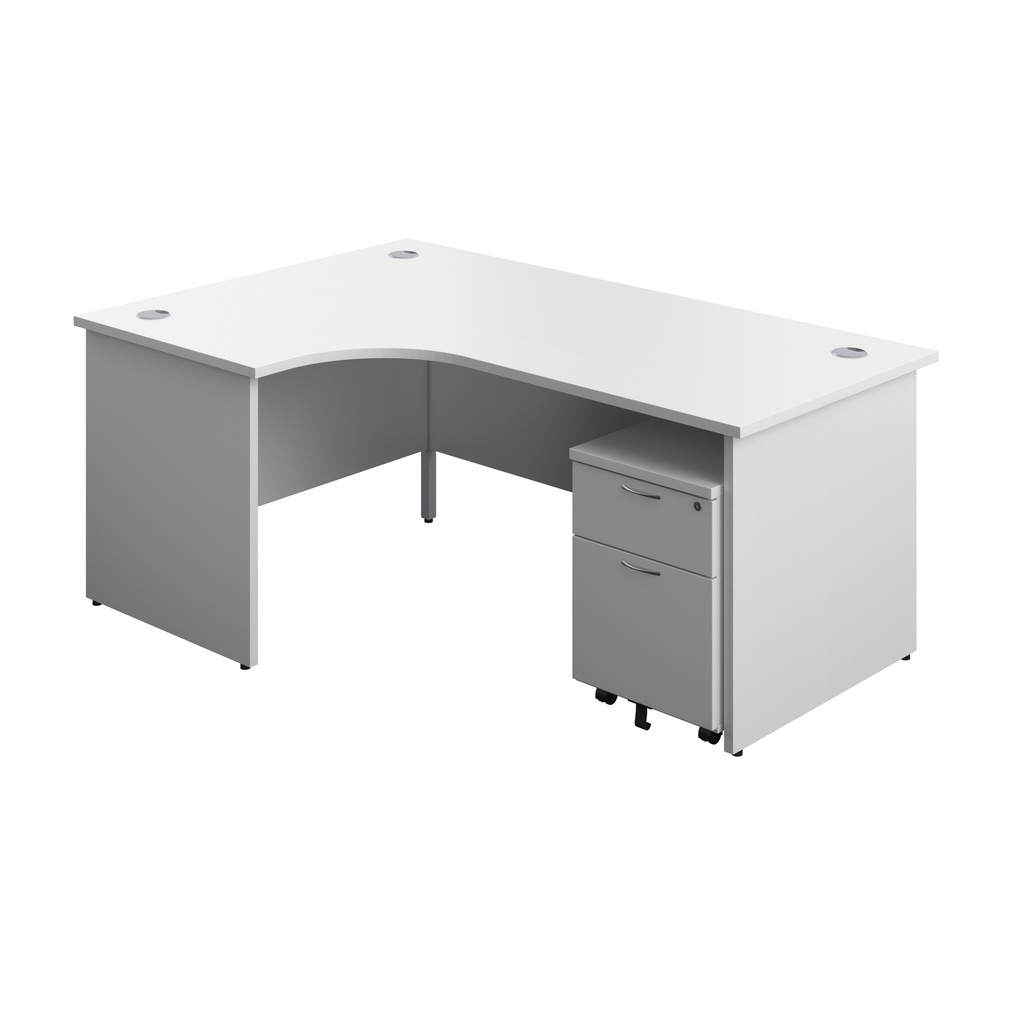 Panel Left Hand Radial Desk + 2 Drawer Mobile Pedestal Bundle (FSC) | 1800X1200 | White/White | 