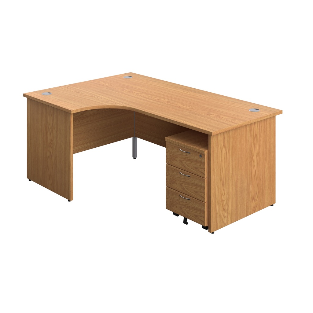 Panel Left Hand Radial Desk + 3 Drawer Mobile Pedestal Bundle (FSC) | 1800X1200 | Nova Oak/Nova Oak | 