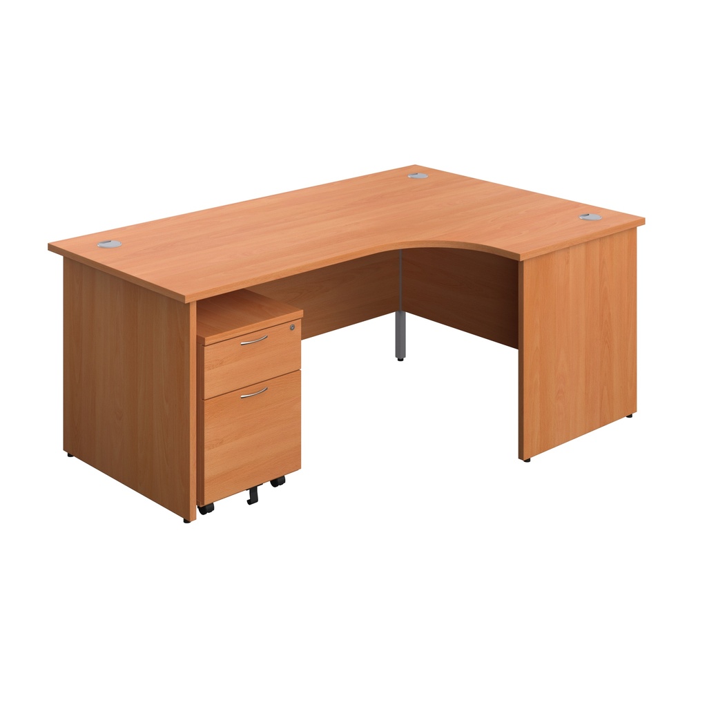 Panel Right Hand Radial Desk + 2 Drawer Mobile Pedestal Bundle (FSC) | 1800X1200 | Beech/Beech | 