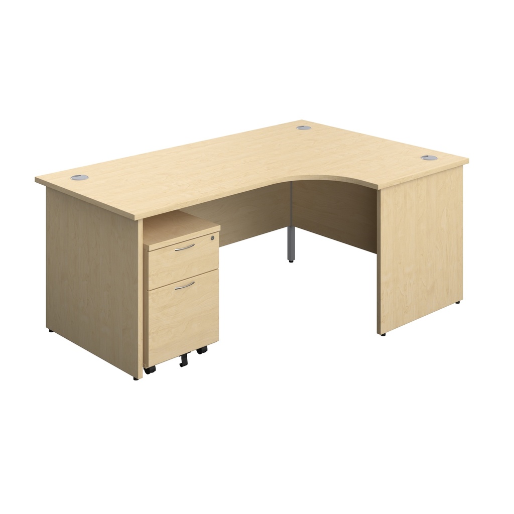 Panel Right Hand Radial Desk + 2 Drawer Mobile Pedestal Bundle (FSC) | 1800X1200 | Maple/Maple | 