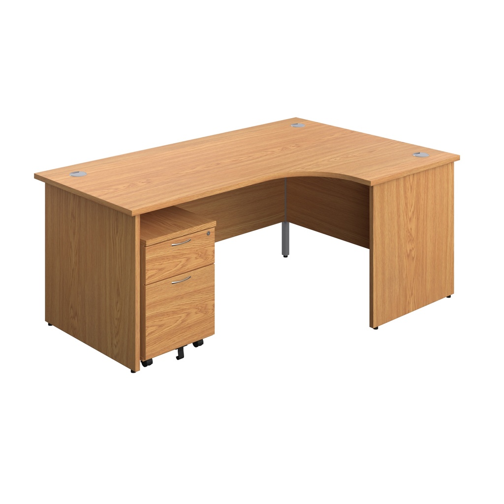 Panel Right Hand Radial Desk + 2 Drawer Mobile Pedestal Bundle (FSC) | 1800X1200 | Nova Oak/Nova Oak | 