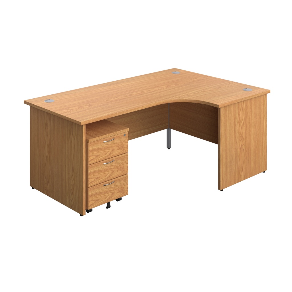 Panel Right Hand Radial Desk + 3 Drawer Mobile Pedestal Bundle (FSC) | 1800X1200 | Nova Oak/Nova Oak | 