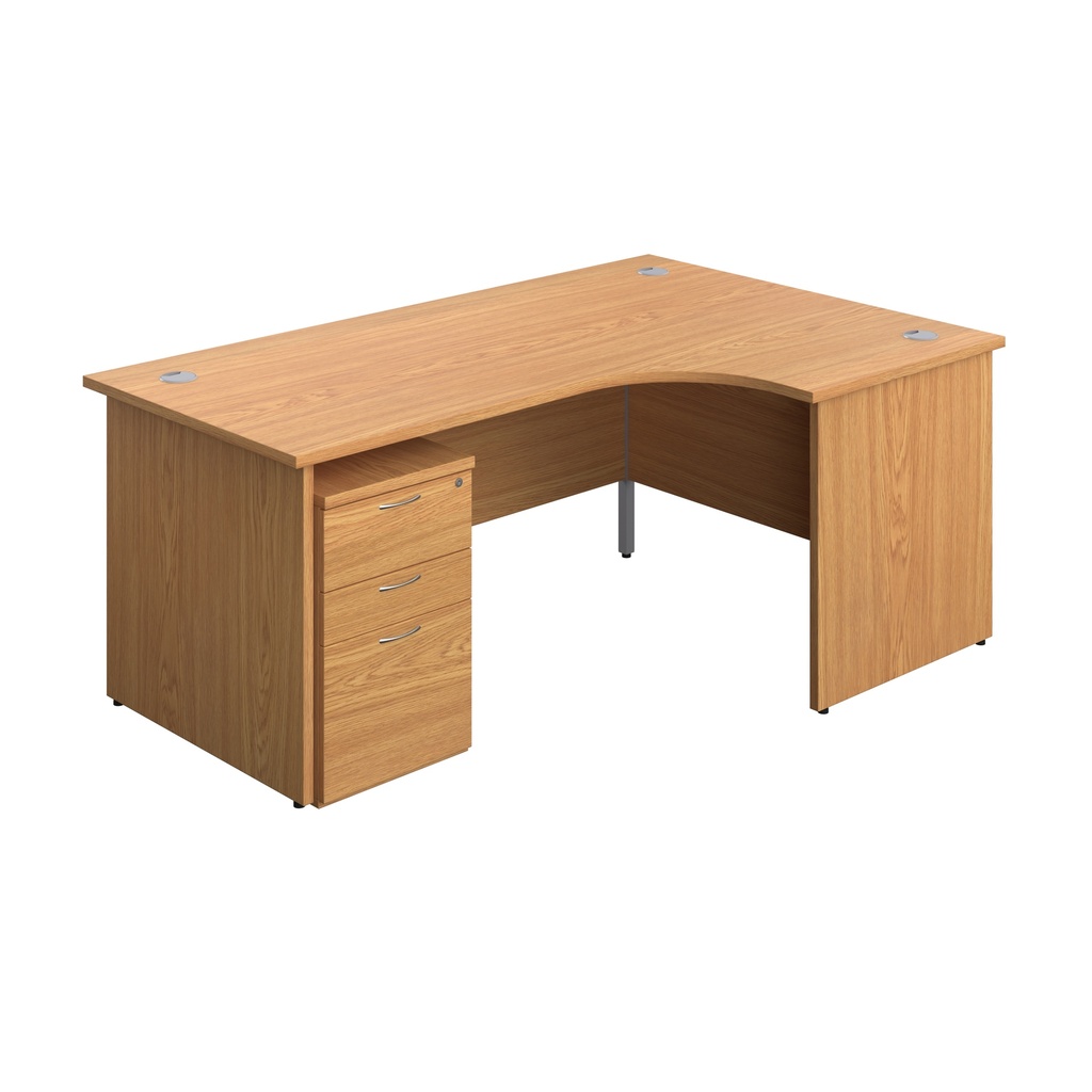 Panel Right Hand Radial Desk + 3 Drawer Under Desk Pedestal Bundle (FSC) | 1800X1200 | Nova Oak/Nova Oak | 