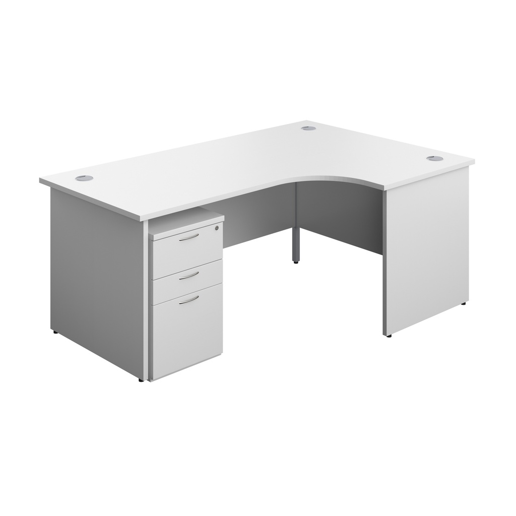 Panel Right Hand Radial Desk + 3 Drawer Under Desk Pedestal Bundle (FSC) | 1800X1200 | White/White | 