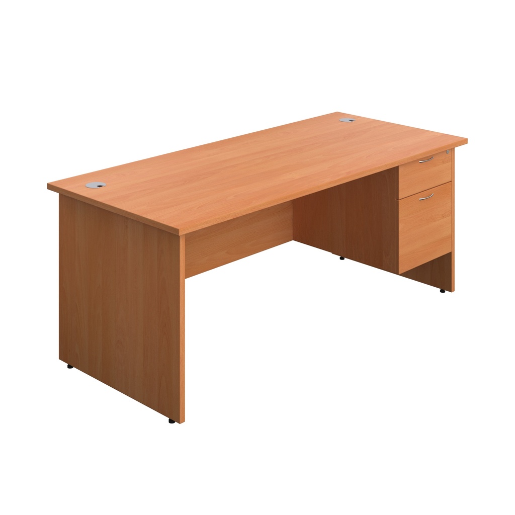 Panel Rectangular Desk + 2 Drawer Fixed Pedestal Bundle (FSC) | 1800X800 | Beech/Beech | 
