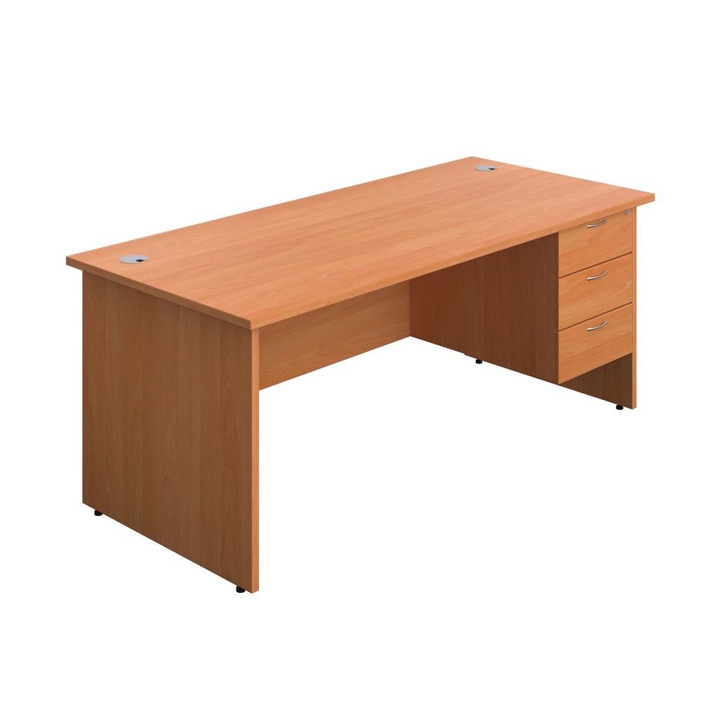 Panel Rectangular Desk + 3 Drawer Fixed Pedestal Bundle (FSC) | 1800X800 | Beech/Beech | 