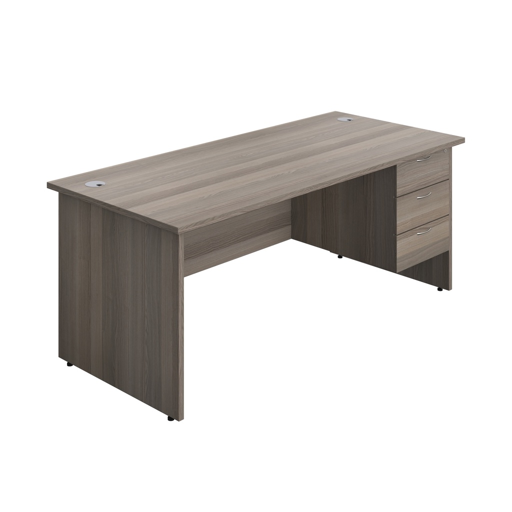 Panel Rectangular Desk + 3 Drawer Fixed Pedestal Bundle (FSC) | 1800X800 | Grey Oak/Grey Oak | 