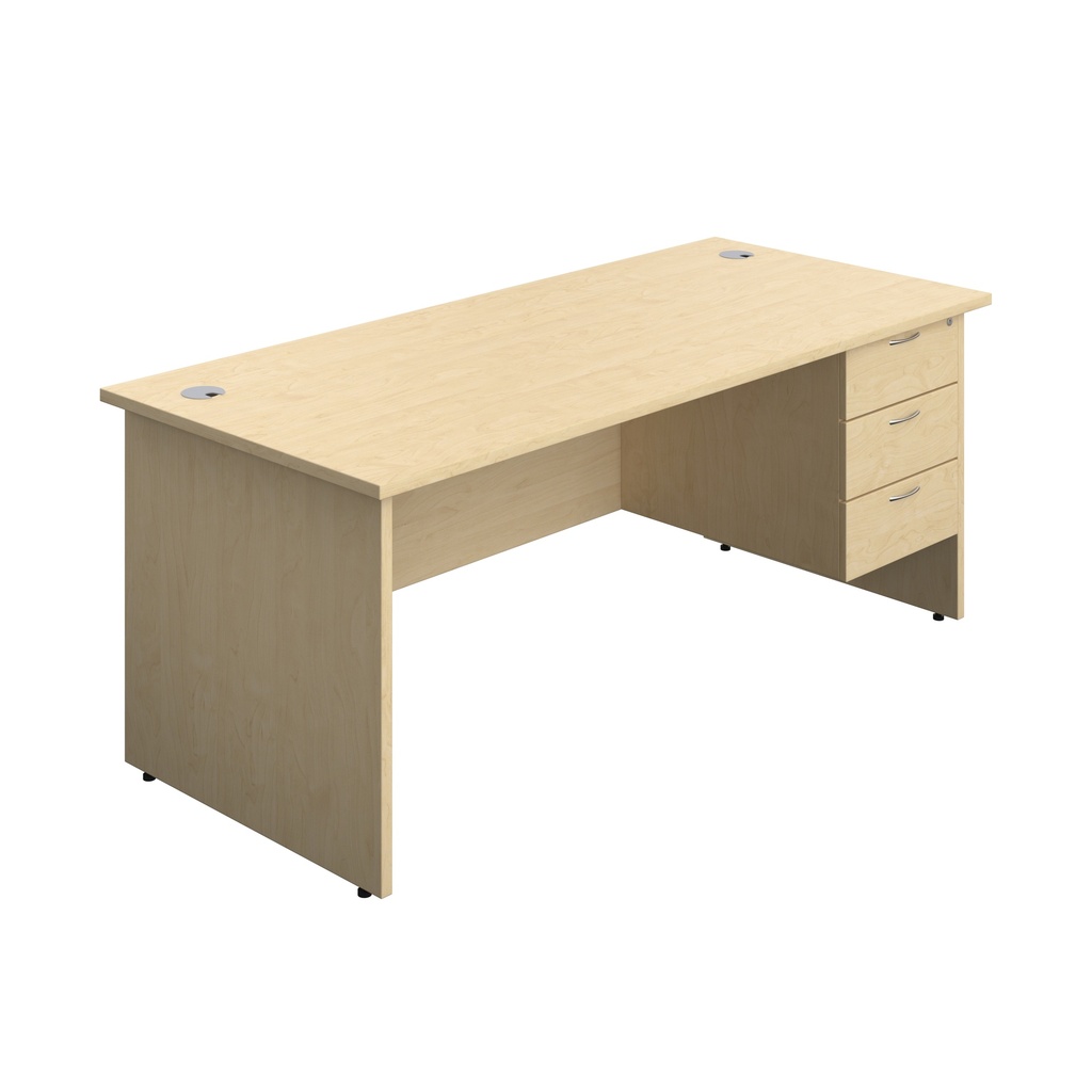 Panel Rectangular Desk + 3 Drawer Fixed Pedestal Bundle (FSC) | 1800X800 | Maple/Maple | 