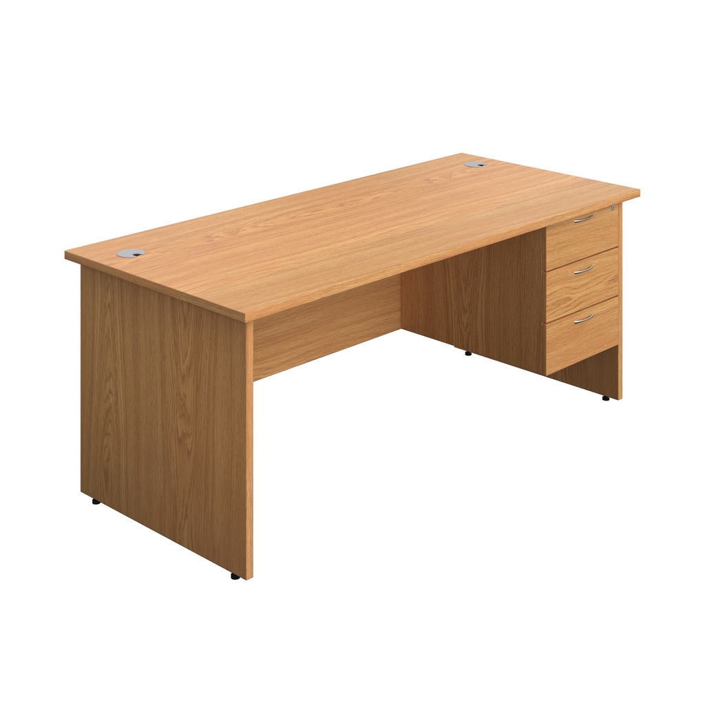 Panel Rectangular Desk + 3 Drawer Fixed Pedestal Bundle (FSC) | 1800X800 | Nova Oak/Nova Oak | 