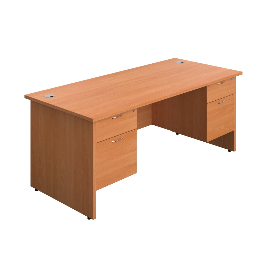 Panel Rectangular Desk + 2 X 2 Drawer Fixed Pedestal Bundle (FSC) | 1800X800 | Beech/Beech | 