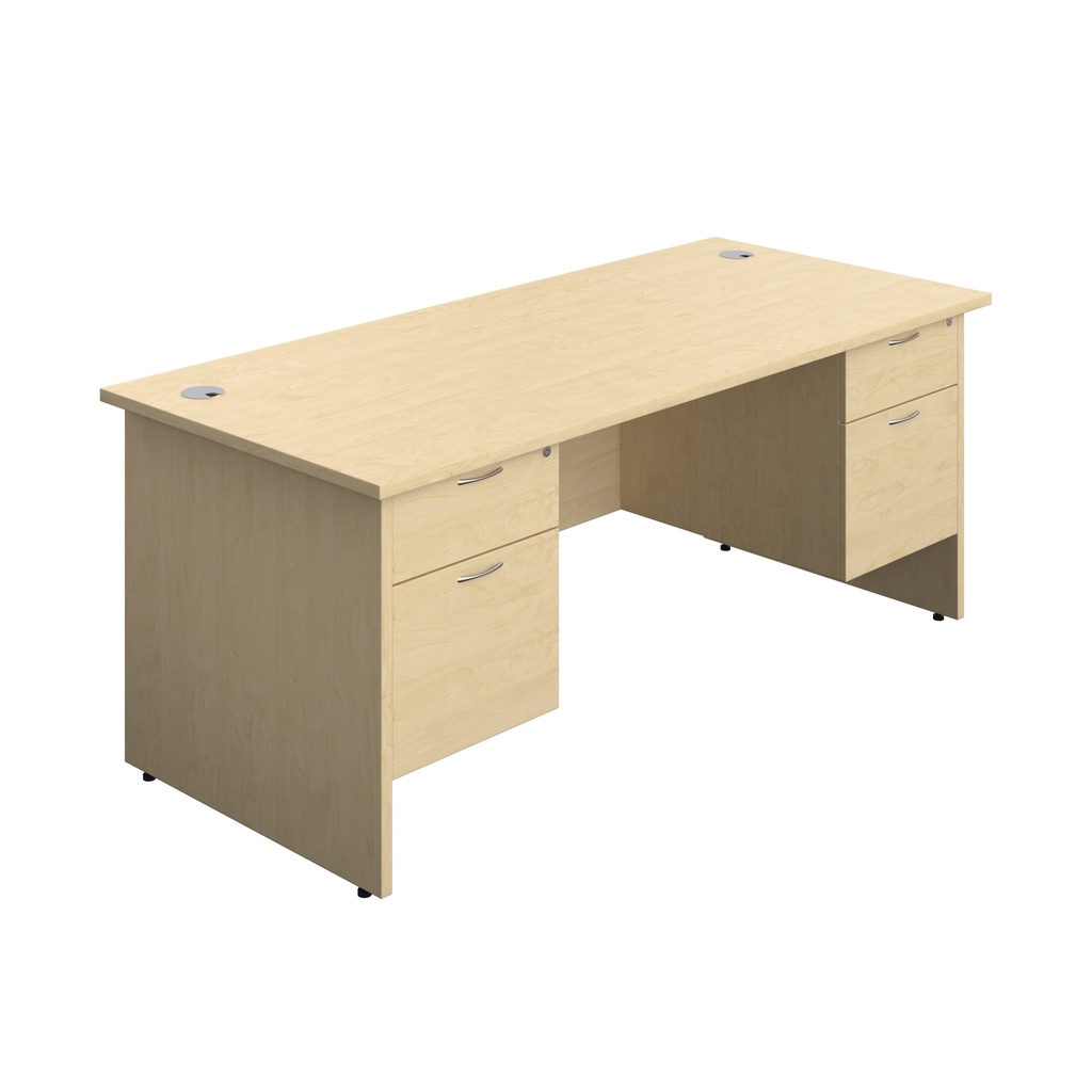 Panel Rectangular Desk + 2 X 2 Drawer Fixed Pedestal Bundle (FSC) | 1800X800 | Maple/Maple | 