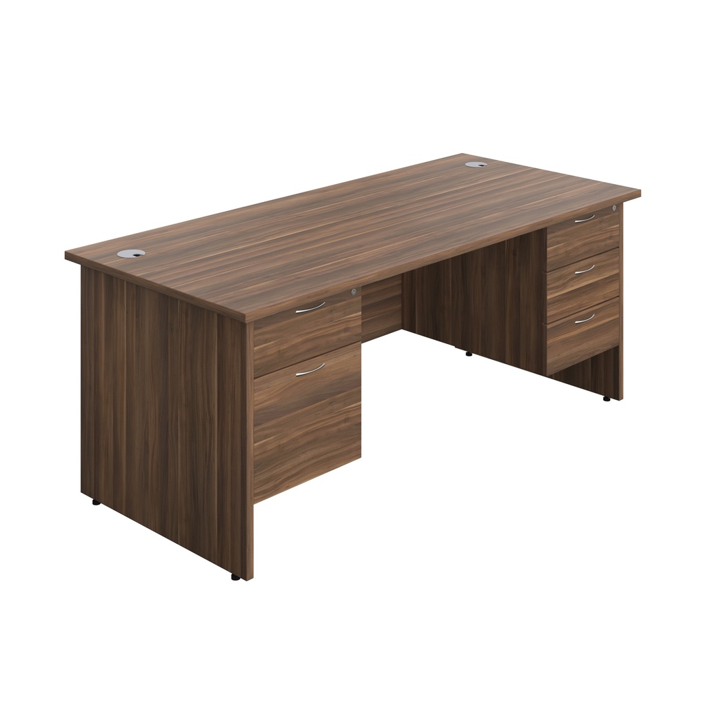 Panel Rectangular Desk + 2 & 3 Drawer Fixed Pedestal Bundle (FSC) | 1800X800 | Dark Walnut/Dark Walnut | 