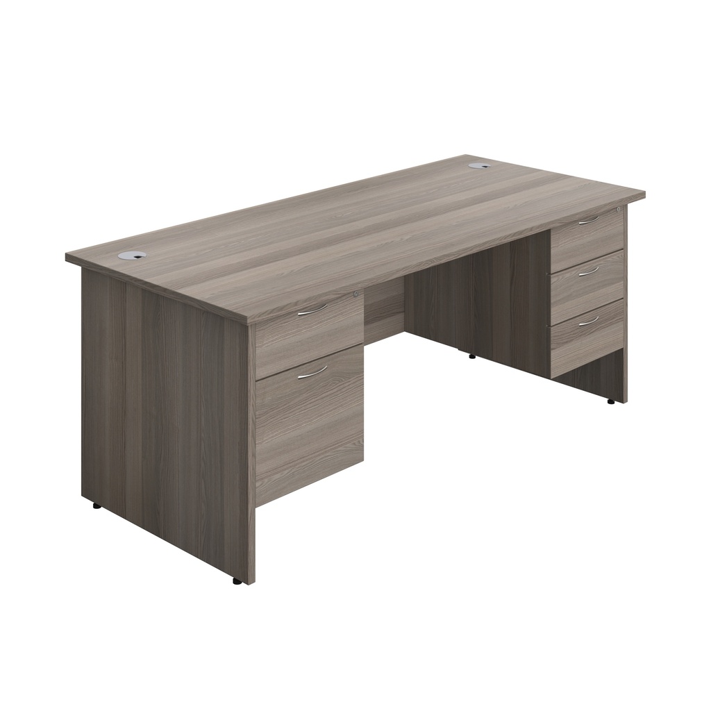 Panel Rectangular Desk + 2 & 3 Drawer Fixed Pedestal Bundle (FSC) | 1800X800 | Grey Oak/Grey Oak | 