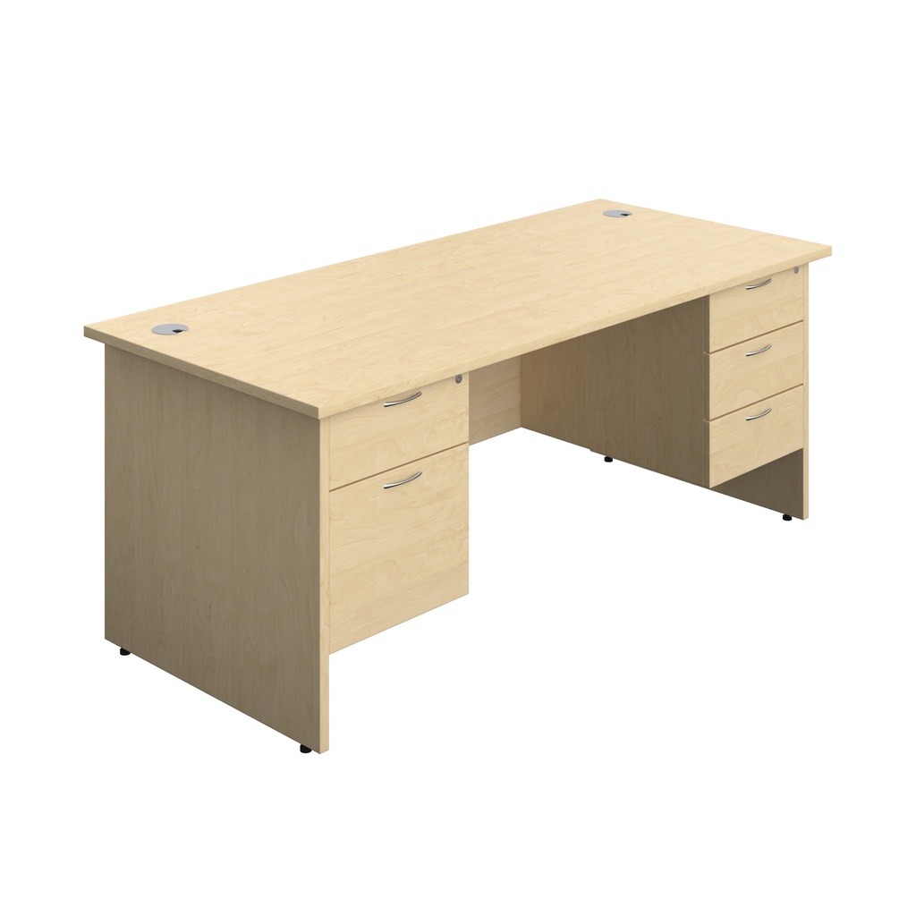 Panel Rectangular Desk + 2 & 3 Drawer Fixed Pedestal Bundle (FSC) | 1800X800 | Maple/Maple | 