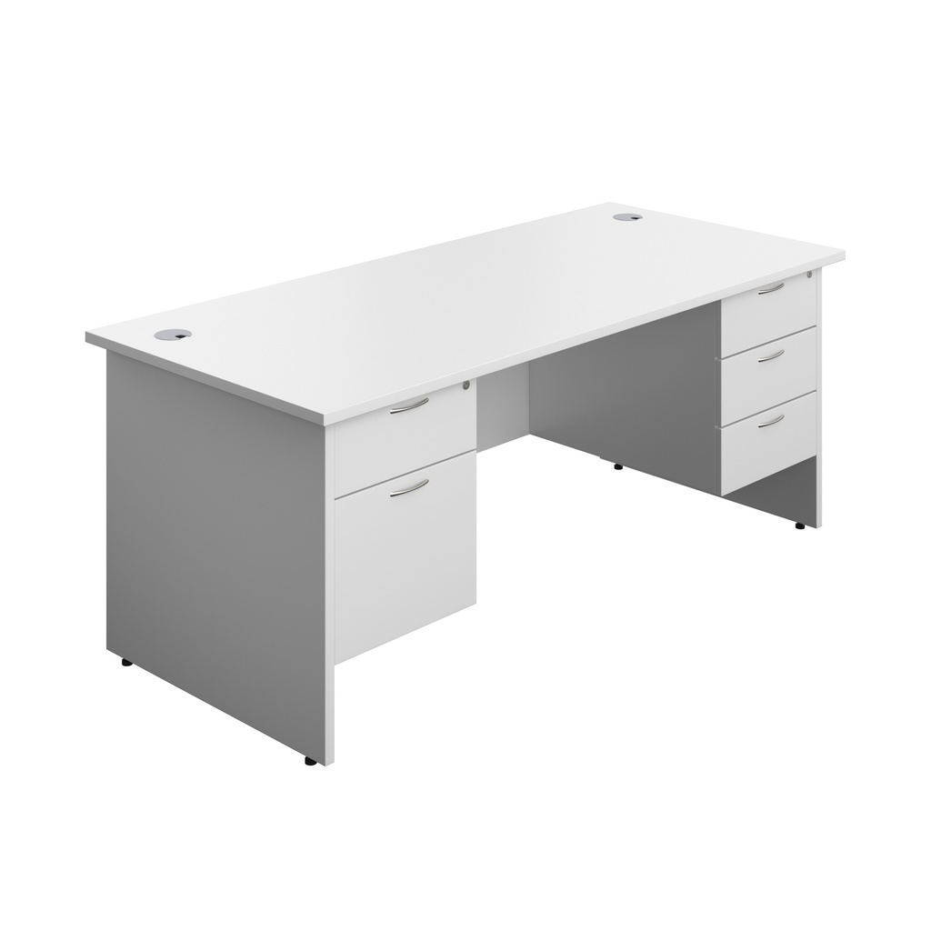Panel Rectangular Desk + 2 & 3 Drawer Fixed Pedestal Bundle (FSC) | 1800X800 | White/White | 