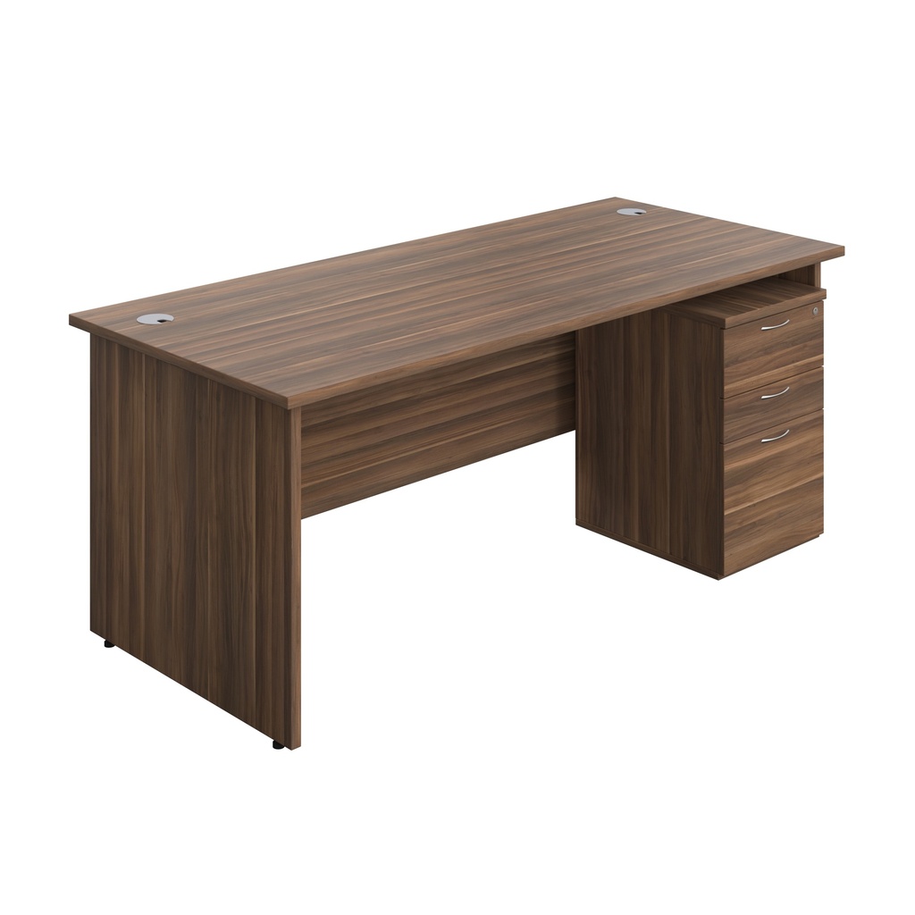 Panel Rectangular Desk + 3 Drawer High Mobile Pedestal Bundle (FSC) | 1800X800 | Dark Walnut/Dark Walnut | 