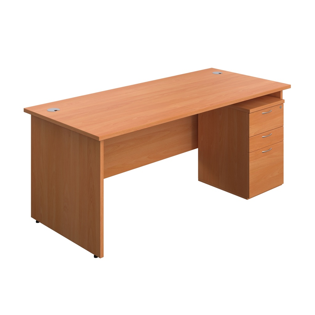 Panel Rectangular Desk + 3 Drawer Under Desk Pedestal Bundle (FSC) | 1800X800 | Beech/Beech | 