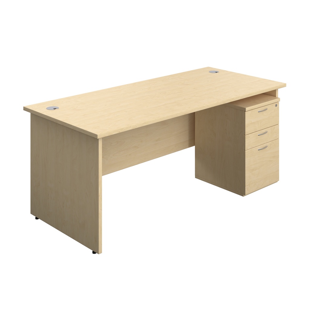 Panel Rectangular Desk + 3 Drawer Under Desk Pedestal Bundle (FSC) | 1800X800 | Maple/Maple | 
