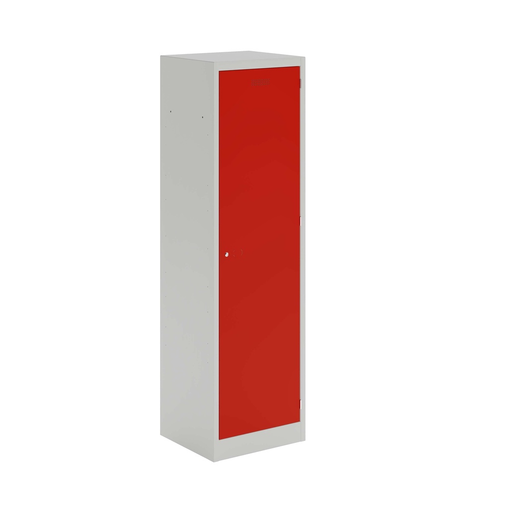 Lower Height Locker - 1370Mm H X 300Mm W X 450Mm D 1 Door Single Locker Column- Light Grey/Cardinal Red