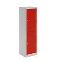 Lower Height Locker - 1330Mm H X 500Mm W X 450Mm D 2 Door Single Locker Column- Light Grey/Cardinal Red