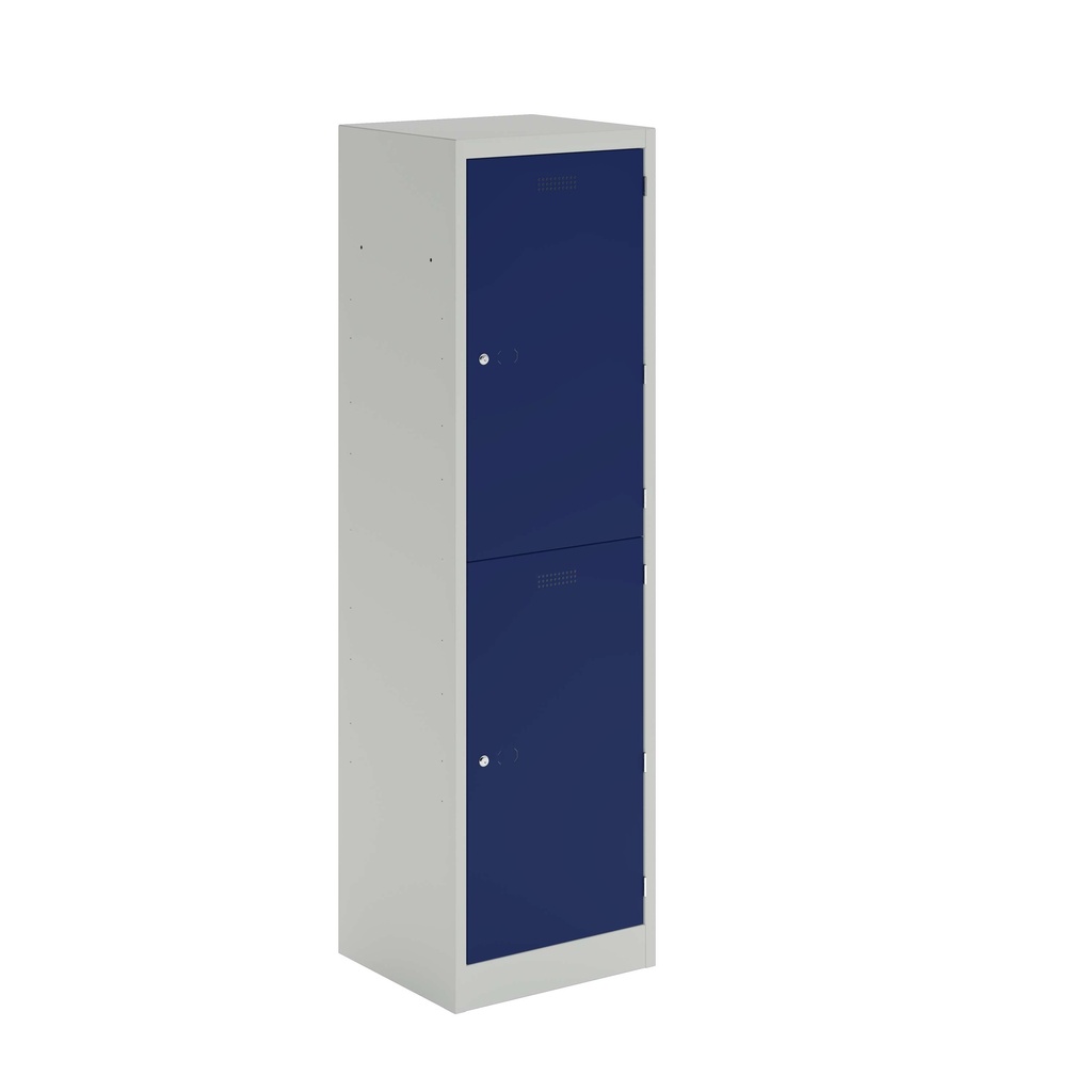 Lower Height Locker - 1370Mm H X 300Mm W X 300Mm D 2 Door Single Locker Column- Light Grey/Oxford Blue