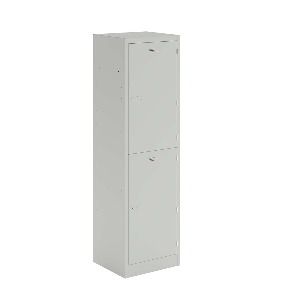 Lower Height Locker - 1370Mm H X 300Mm W X 300Mm D 2 Door Single Locker Column- Light Grey