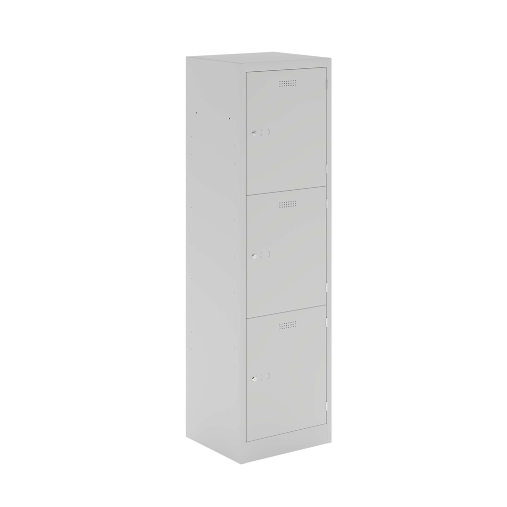 Lower Height Locker - 1370Mm H X 300Mm W X 450Mm D 3 Door Single Locker Column- Light Grey
