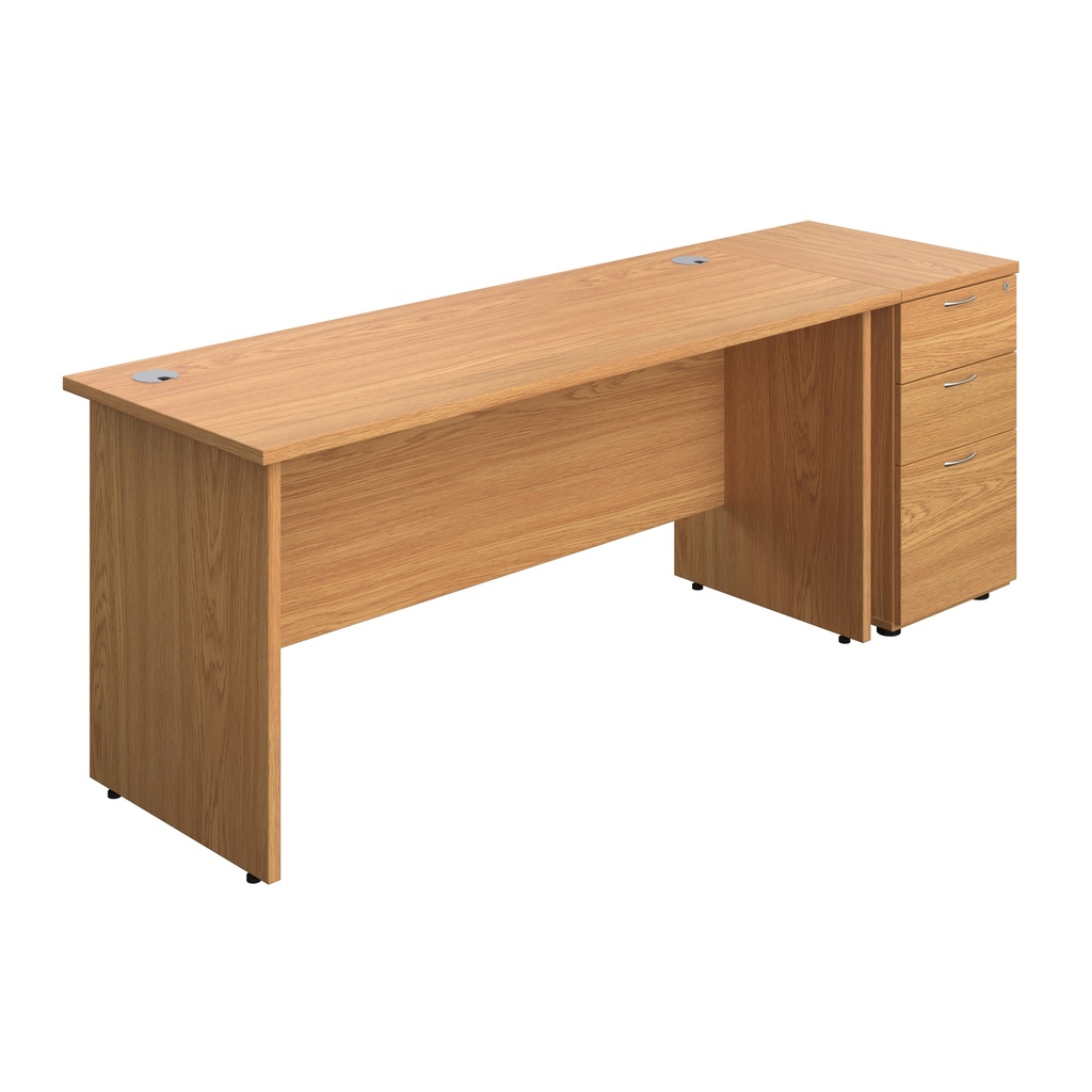 Panel Rectangular Desk + 3 Drawer Desk High Pedestal Bundle (FSC) | 1600X600 | Nova Oak/Nova Oak | 