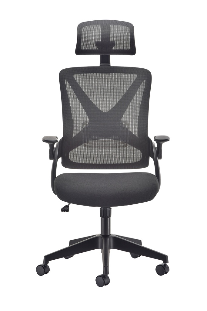 Mesh Back Chair | Folding Arms | Black